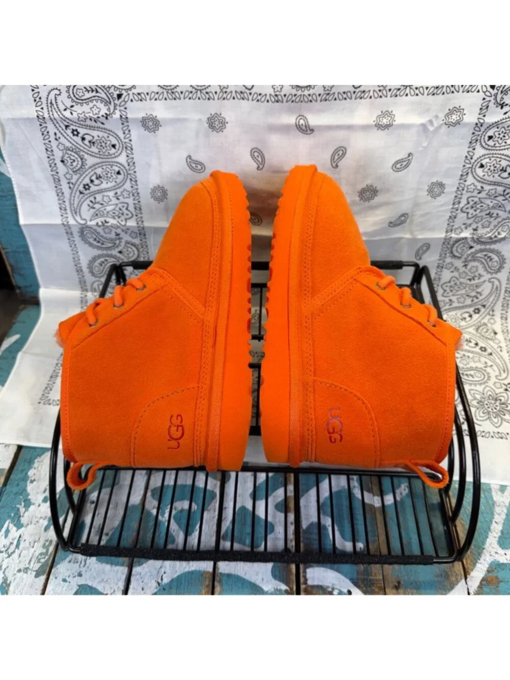 UGG Neumel II RARE Orange Suede Chukka Ankle Boot Youth 3/Womans 4.5 Worn 2X